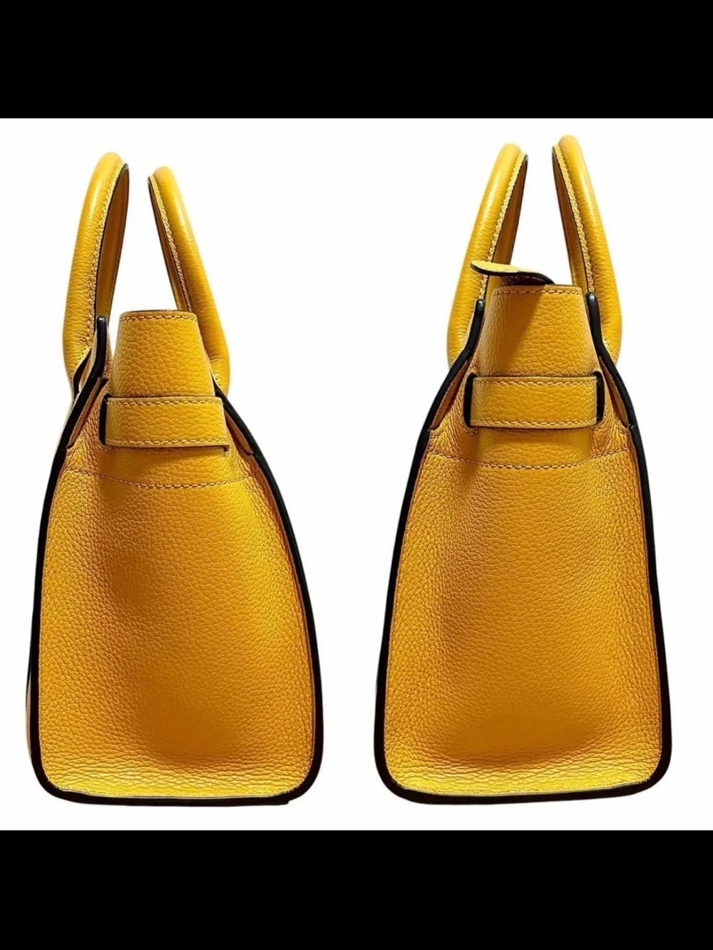 Mulberry Yellow Leather Satchel with Belt-Style Front